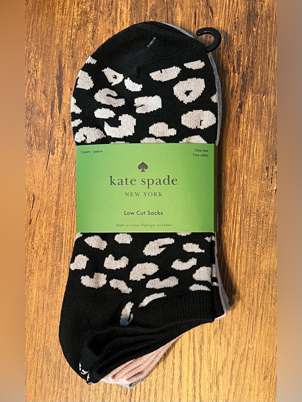 kate spade Black and White Leopard Low Cut Socks - 3 Pack